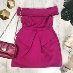 AQ/AQ Magenta off the shoulder mini dress size 6
